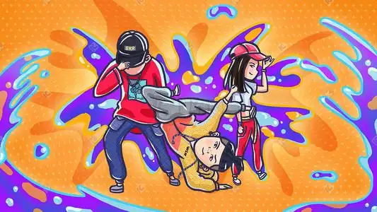 海报街舞热血一个人生活都市女孩逛街超市购物手绘插画促销购物618