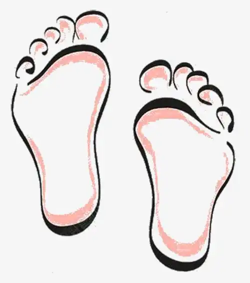 线条两只小孩脚印