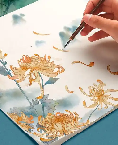 中国画颜料12色24色毛笔工笔画颜料套装初学者小学生儿童画 马利国画