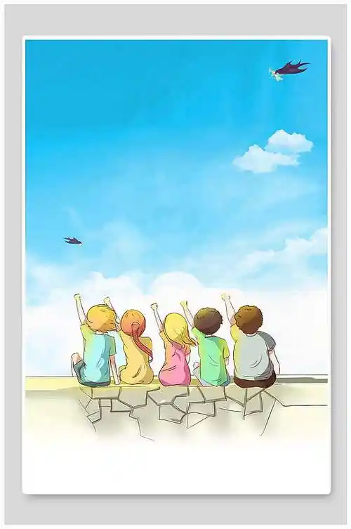 卡通毕业季人物插画致青春海报背景