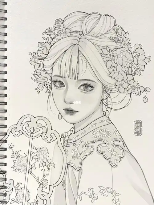 古风线稿清汉女线稿女生线稿