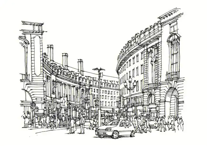 附步骤图速写欧洲街景