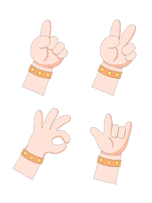 矢量免抠png卡通胖手一二三ok胜利手势