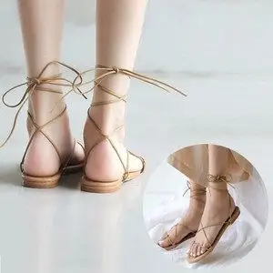 ins超火绑带凉鞋女罗马鞋夏新款交叉系带平底鞋学生百搭度假沙滩