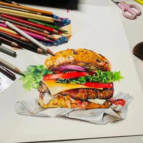 彩铅汉堡后面有步骤哦