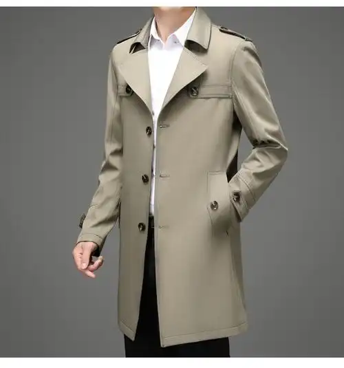 kaiser凯撒风衣男中长款春秋季商务休闲爸爸夹上衣中年男士秋天外套克