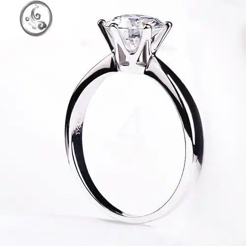 jimi925银银莫桑石戒指女白金一1克拉钻戒公主皇冠简约经典六爪时尚