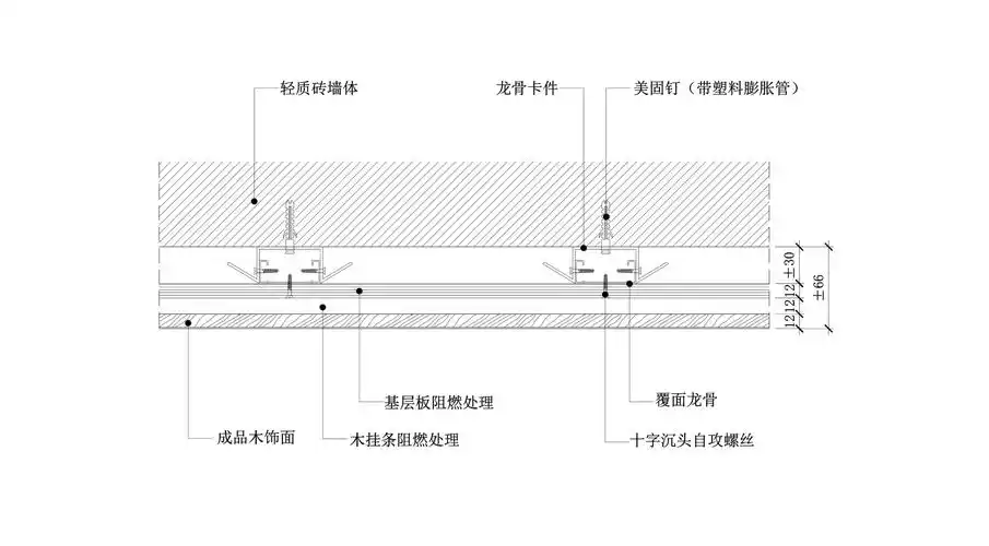 木饰面挂板墙面节点图施工图下载【id:256596997】