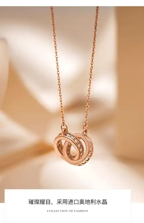 双环项链2021年新款女夏彩金时尚银饰锁骨镶施华洛世奇锆轻奢小众百搭