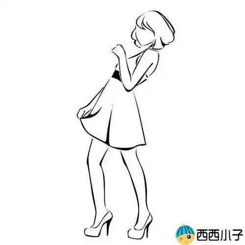 苗条女生身材简笔画