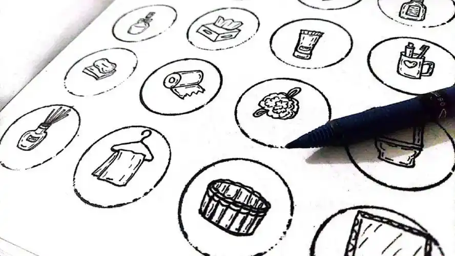 线描简笔画素材49卫生间用品