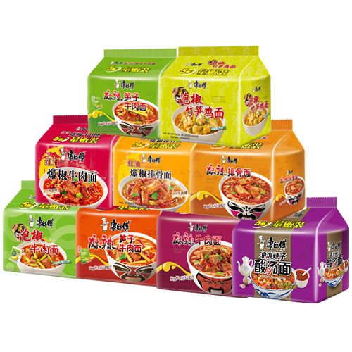 康师傅方便面食品麻辣爆椒油泼辣子排骨面20袋装泡面速食面即食面