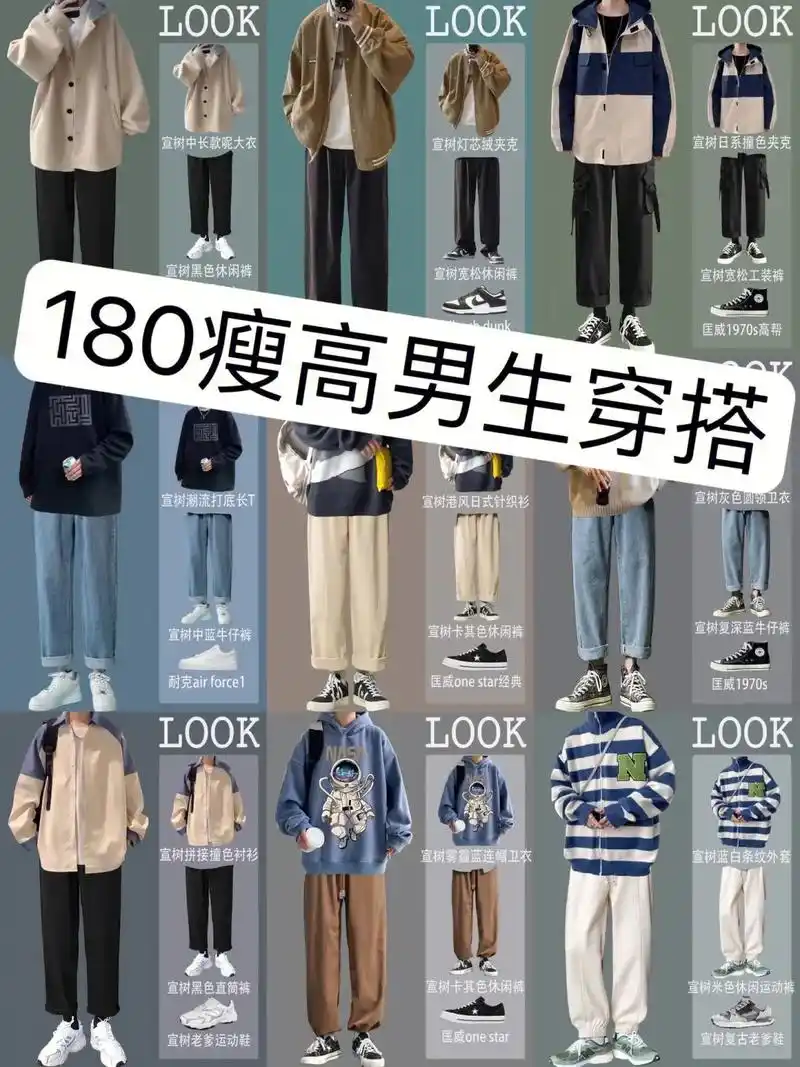 创作灵感 180瘦高男生穿搭 180男生身高已经有了 就是 - 抖音