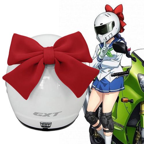 爆款头盔装饰蝴蝶结川崎来梦动漫同款摩托车滑雪盔电动机车猫耳