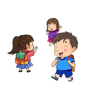 卡通小学生背包上学开学季儿童原创插画海报开学儿童剪影透明元素png