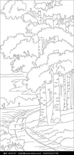 树林中的小道简笔画