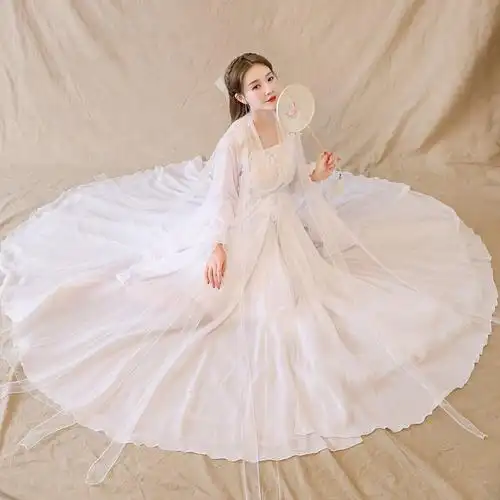 改良汉服仙女大摆齐腰抹胸款古装超仙气飘逸薄纱秋冬舞蹈演出服装