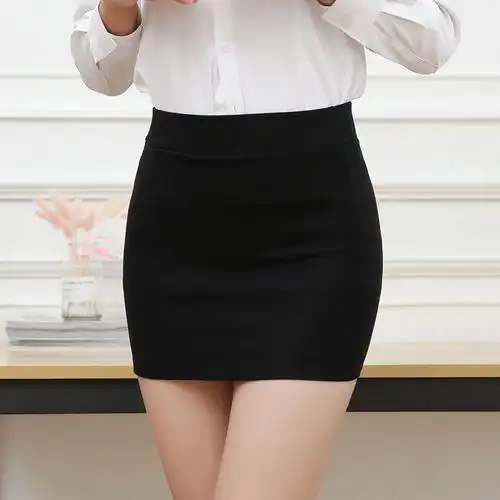 新款弹力包臀裙黑色短裙半身裙包裙职业裙高腰一步裙女工作裙子