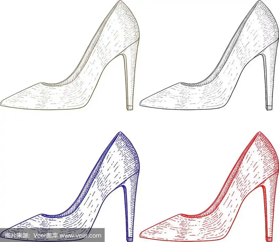 女鞋高跟鞋手绘素描