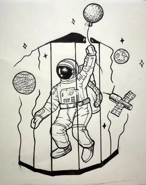 手绘宇航员