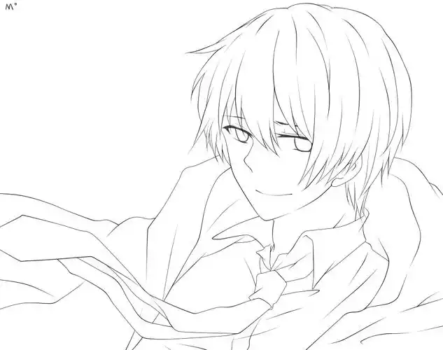 人物线稿黑白动漫素材手绘插画绘画