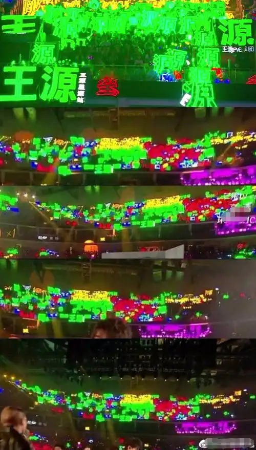 王源粉丝应援太给力了!灯牌把王源脖子上的项链给映绿了!