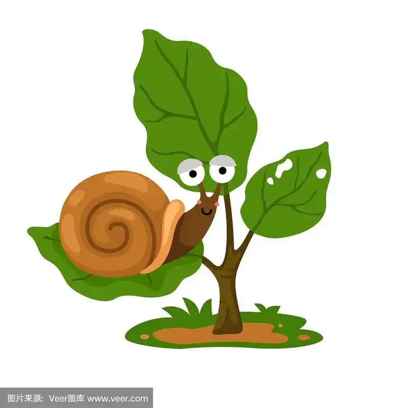 蜗牛在树白色的插图
