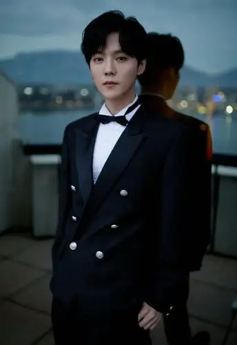 鹿晗黑色西服帅气活动照图片