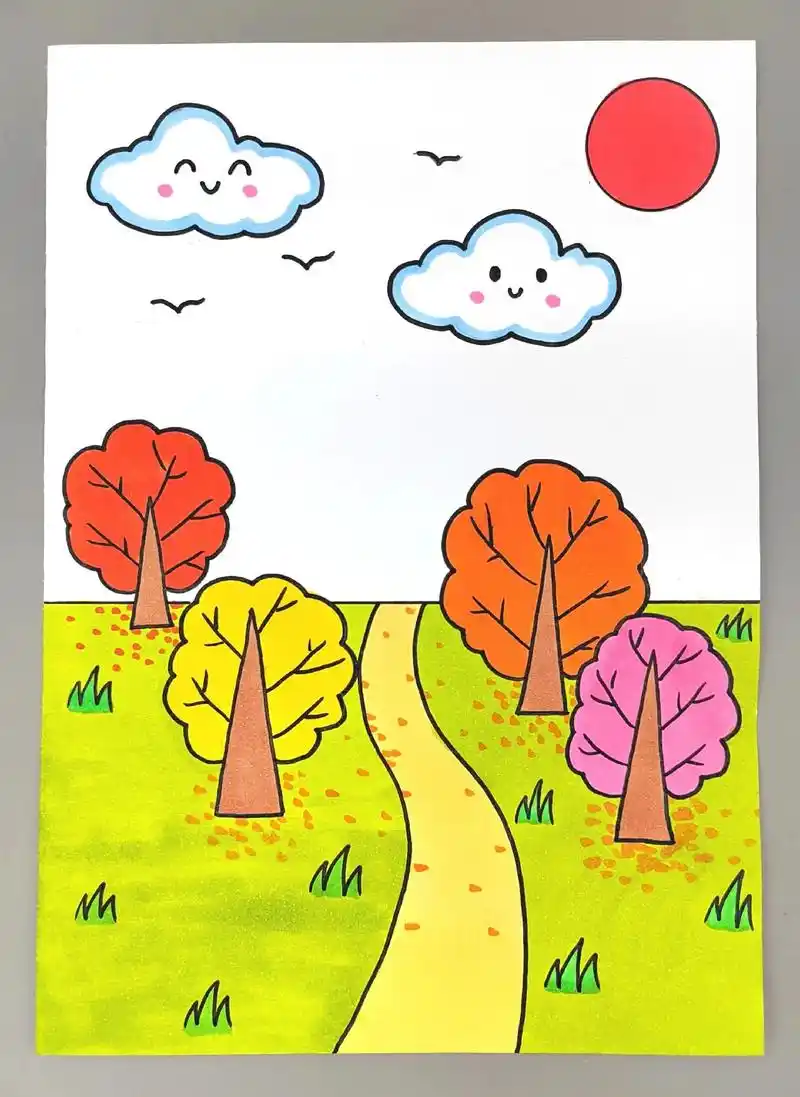 秋天图画简单漂亮 - 抖音