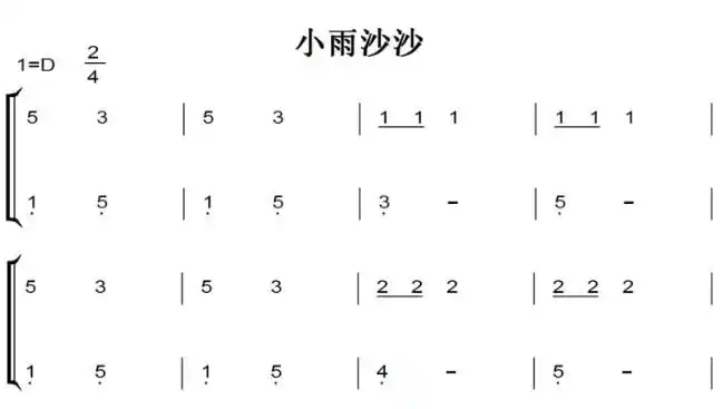小雨沙沙 幼儿 儿童 简易版 有试听 钢琴谱 钢琴双手简谱 正谱有指法