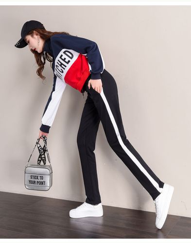 初中高中女生裤子纯棉加长运动校服裤女学生韩版休闲裤