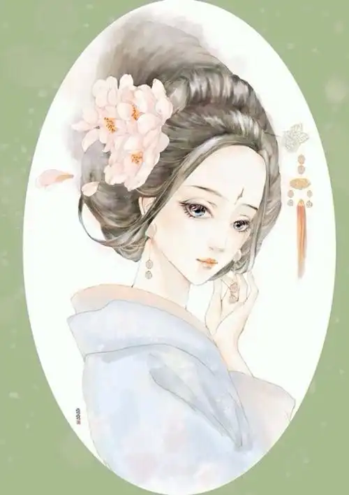 二次元美女,动漫,壁纸,萌,插画手绘古代美女 水粉画 手绘 壁纸