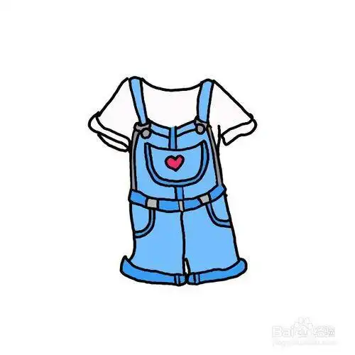 卡通衣服裤子简笔画彩色