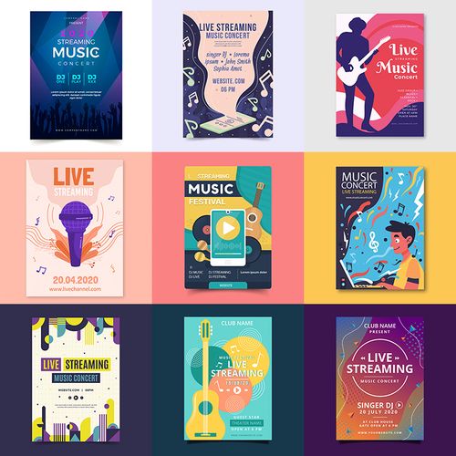 现场音乐演唱会海报 校园派对音乐会宣传模板 ai格式矢量设计素材