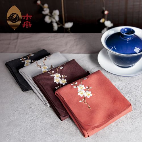 茶巾吸水禅意双面绒刺绣超细纤维好快干绣花功夫茶具配件手绘茶布