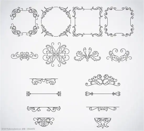黑色花纹边框设计矢量素材图片-图行天下图库