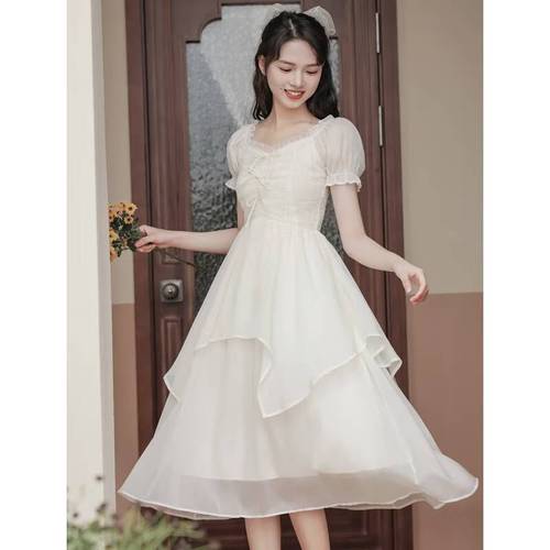 伊漫希新款连衣裙夏季学院风女生中学生小清新茶歇初恋小个子衣服裙子