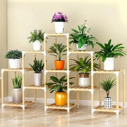 花架阶梯铁多层室内落q地绿萝多肉花盆实木子架式艺置物架室外阳