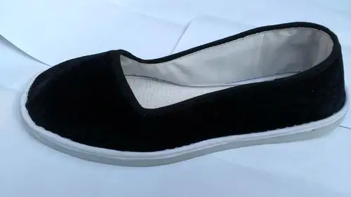 热销黑色绒布鞋_订做手工男士方口布鞋塑料底黑色金丝绒料单鞋透气