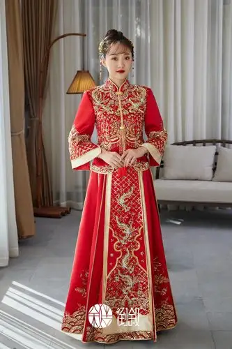 出租倒叙同款中式婚礼秀禾外套明制女2021年新款旗袍