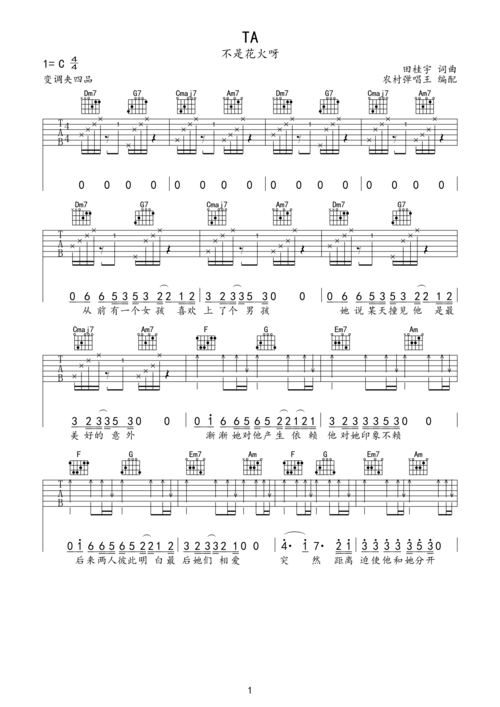 不是花火呀ta吉他谱