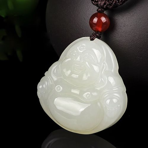 嘉屹玉佛吊坠女新疆和田玉坠弥勒佛公挂件白玉石项链坠大肚笑佛像礼物