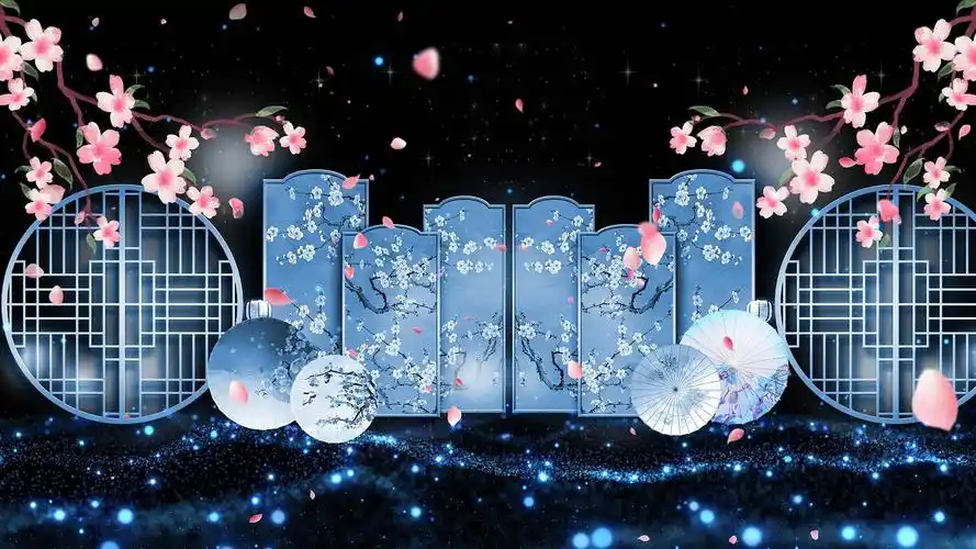 4k蓝色古风古典背景古典视频背景