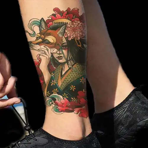 纹身贴半臂男女花臂网男潮ins风女个性刺青身手臂黑暗系花臂艺妓