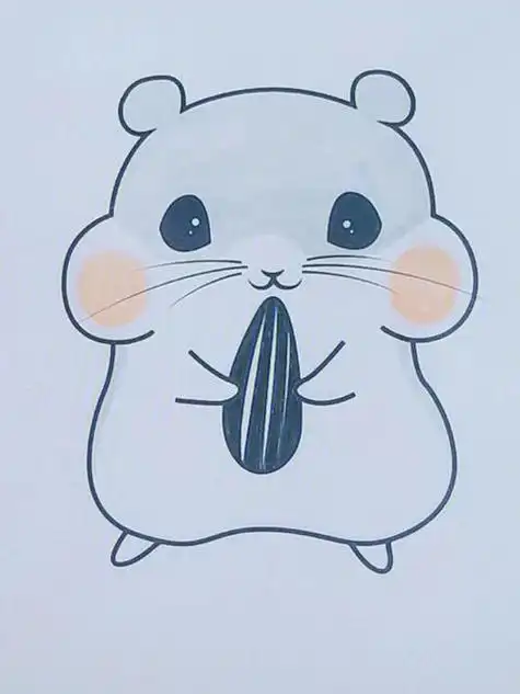 小仓鼠简笔画彩色可爱