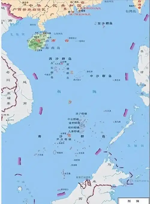 南海十一段线由地理学家傅角今画出此后变成了九段线
