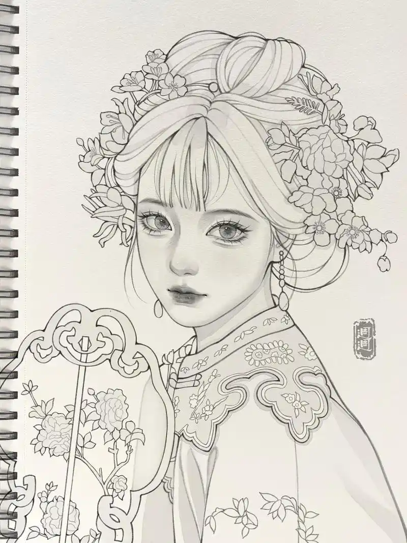 古风线稿/清汉女线稿/女生线稿 又来抠细节了 模特参考:芸豆豆鹅