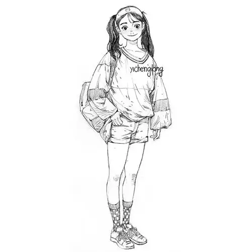 卡通人物速写插画