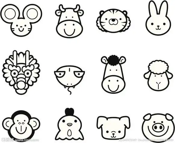 简笔画十二生肖的画法 十二生肖简易图画法