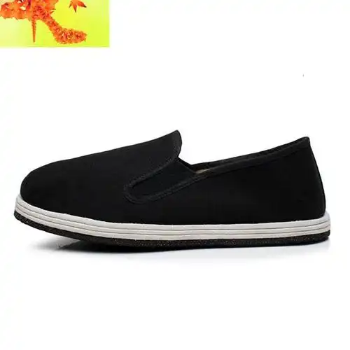 老北京黑布鞋传统老款单鞋松紧口男款胶底黑布鞋相巾口工作男鞋简畅